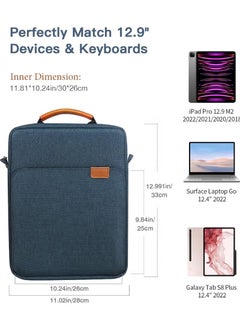 Rock Pow 12.9-13.3 Inch Tablet Sleeve Bag Compatible with iPad Air 13 inch(M3/M2) 2025/2024 iPad Pro 13 inch 2024, S10+ 12.4 inch 2024/iPad Pro 12.9 M2 2022/2021/2020 Surface Laptop Go 12.4" Galaxy Tab S7+S8+/S9+/S9FE+ 12.4" 2022/2023 Handle Carrying Case with Shoulder Strap  - Image 2