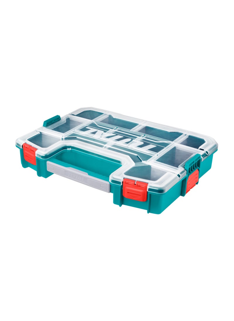 Total Tools Total Tool Organizer Box with Adjustable Compartments, Heavy-Duty Storage for Tools, Small Parts & Hardware, Portable with Secure Latches & Clear Lid – Ideal for DIY, Workshop & Professional Use  - Image 1