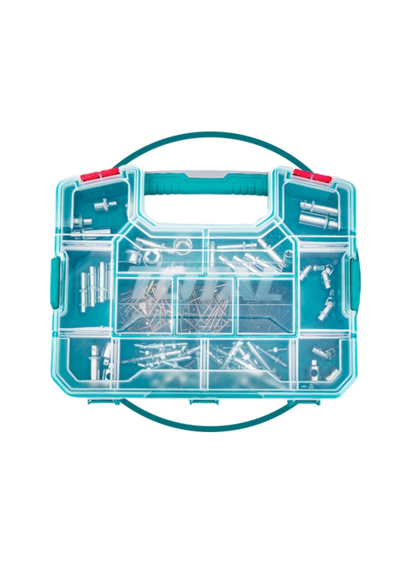 Total Tools Total Tool Organizer Box with Adjustable Compartments, Heavy-Duty Storage for Tools, Small Parts & Hardware, Portable with Secure Latches & Clear Lid – Ideal for DIY, Workshop & Professional Use  - Image 4