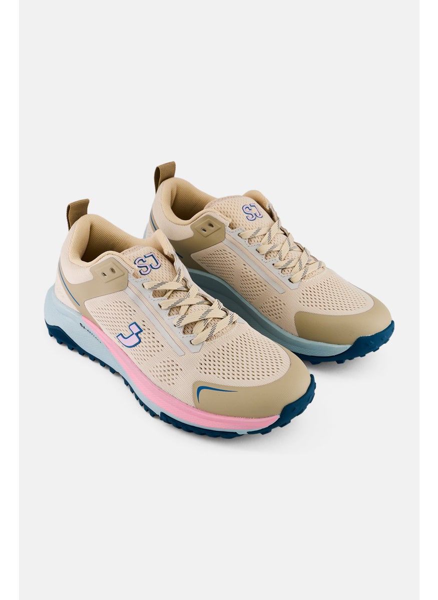 SJ Women Lace Up Running Shoes, Beige  - Image 1