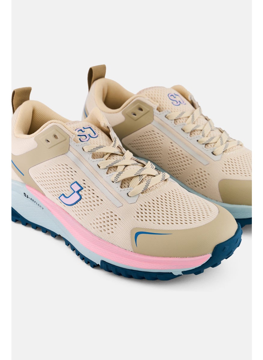 SJ Women Lace Up Running Shoes, Beige  - Image 3