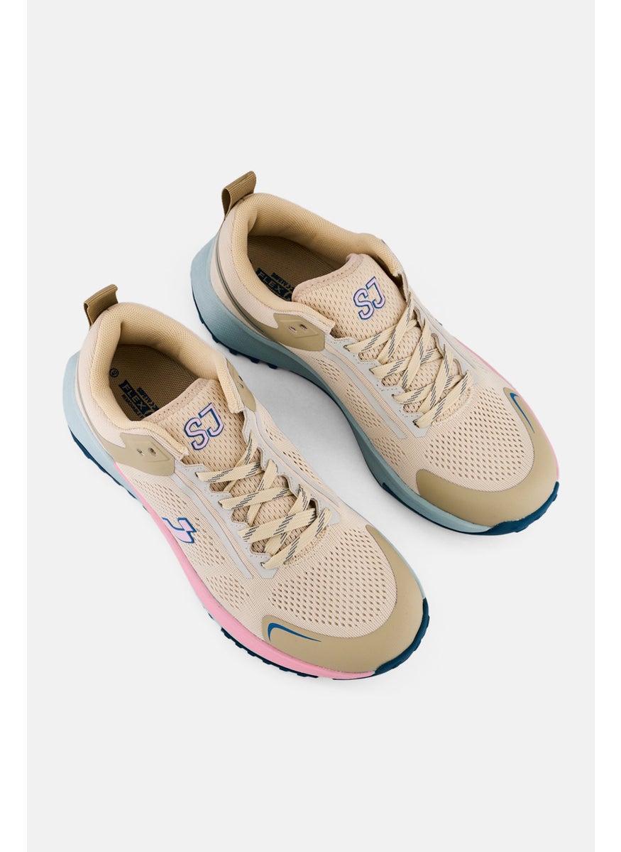 SJ Women Lace Up Running Shoes, Beige  - Image 4