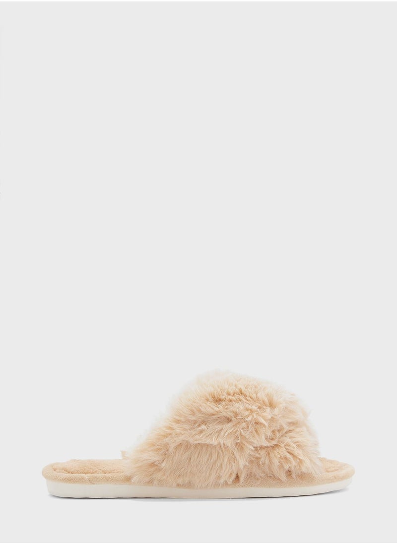 Ginger - Fluffy Crossover Ladies Slipper - Image 1