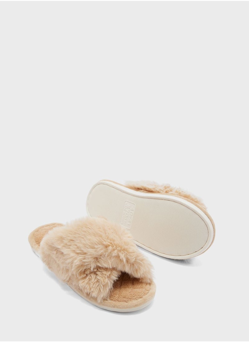 Ginger - Fluffy Crossover Ladies Slipper - Image 1
