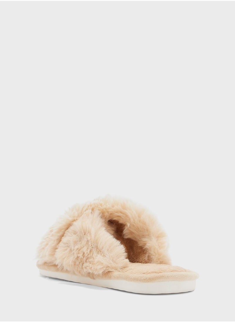 Ginger - Fluffy Crossover Ladies Slipper - Image 1