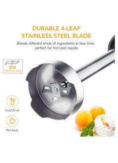 ALAMAREQ Hand Blender 5-in-1 Immersion Stick Blender 12-Speed Stainless Steel Stick Electric Blender Set with Food Chopper Container Milk Frother Egg Whisk 800W  - Image 4
