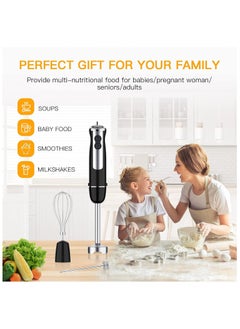 ALAMAREQ Hand Blender 5-in-1 Immersion Stick Blender 12-Speed Stainless Steel Stick Electric Blender Set with Food Chopper Container Milk Frother Egg Whisk 800W  - Image 5
