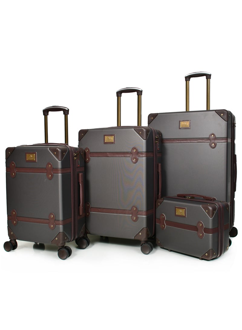 مورانو حقائب سفر كلاسيكية مورانو 4 قطع بعجلات دوارة وقفل أمان مقاسات : 28''-24''-20''-14 أنش لون (رمادي) - Image 1