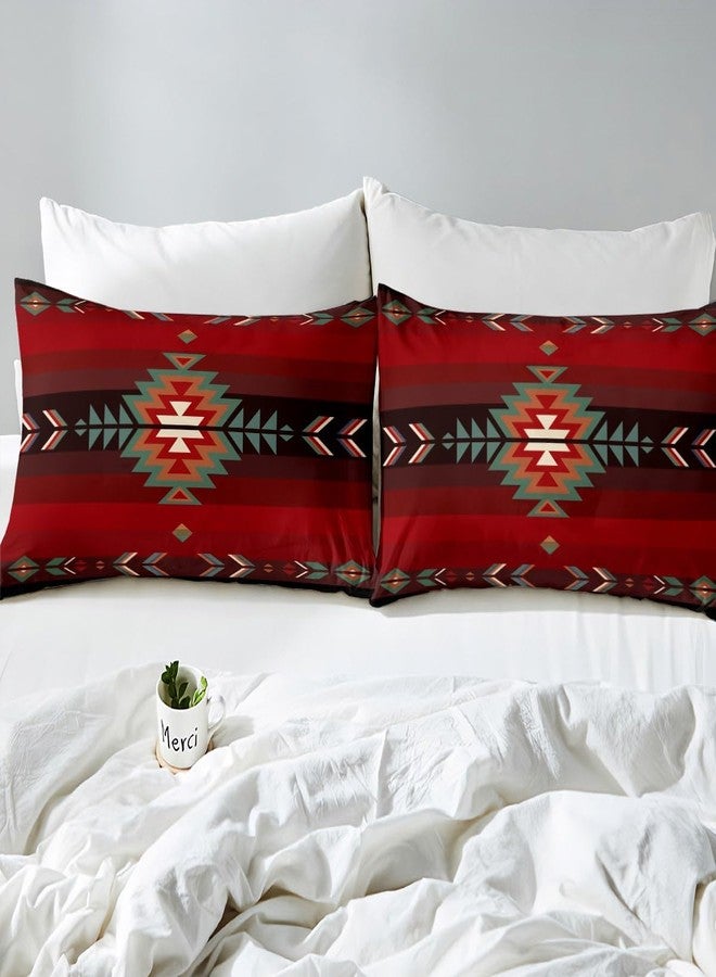 Feelyou Twin Size Southwest Native Design Bed Sheet Set Boys Girls Southwestern Geometric Fitted Sheet for Kids Ultra Soft Tribal Bedding Set Red Green Bed Cover Room Decor - Image 4