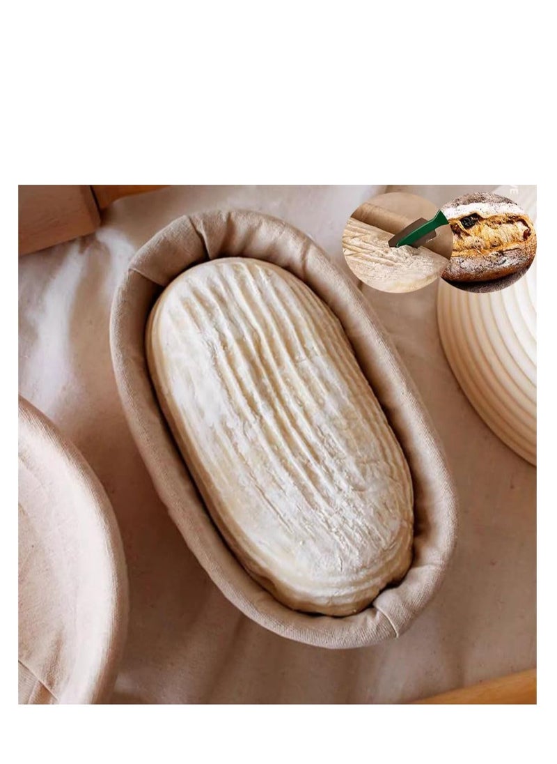 Generic - Banneton, Natural Rattan Bread Proofing Basket with Cloth Cover for Bread Fermentation and Shape, Handmade Brotform with Liner for Professional & Home Bakers, Sourdough Bread Baking Tool (25CM, Oval) - Image 1