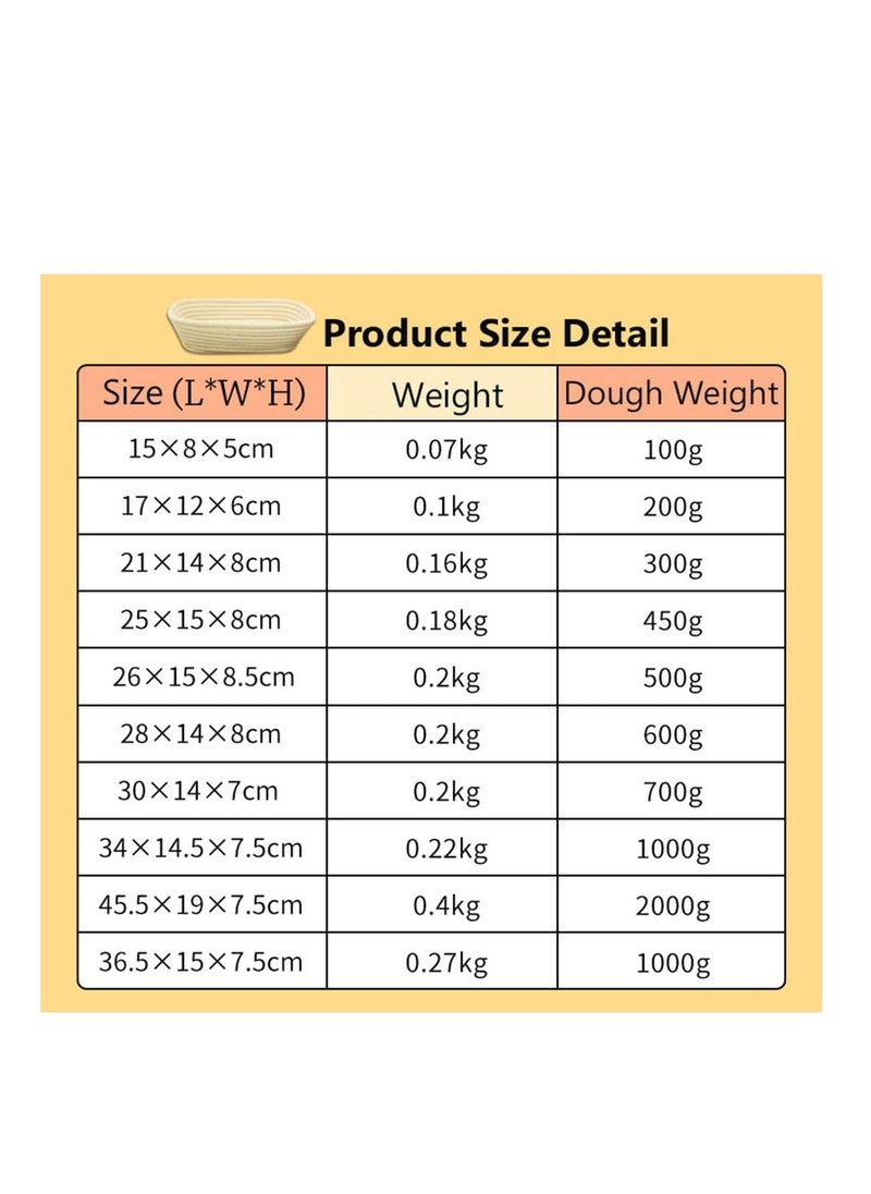 Generic - Banneton, Natural Rattan Bread Proofing Basket with Cloth Cover for Bread Fermentation and Shape, Handmade Brotform with Liner for Professional & Home Bakers, Sourdough Bread Baking Tool (25CM, Oval) - Image 1