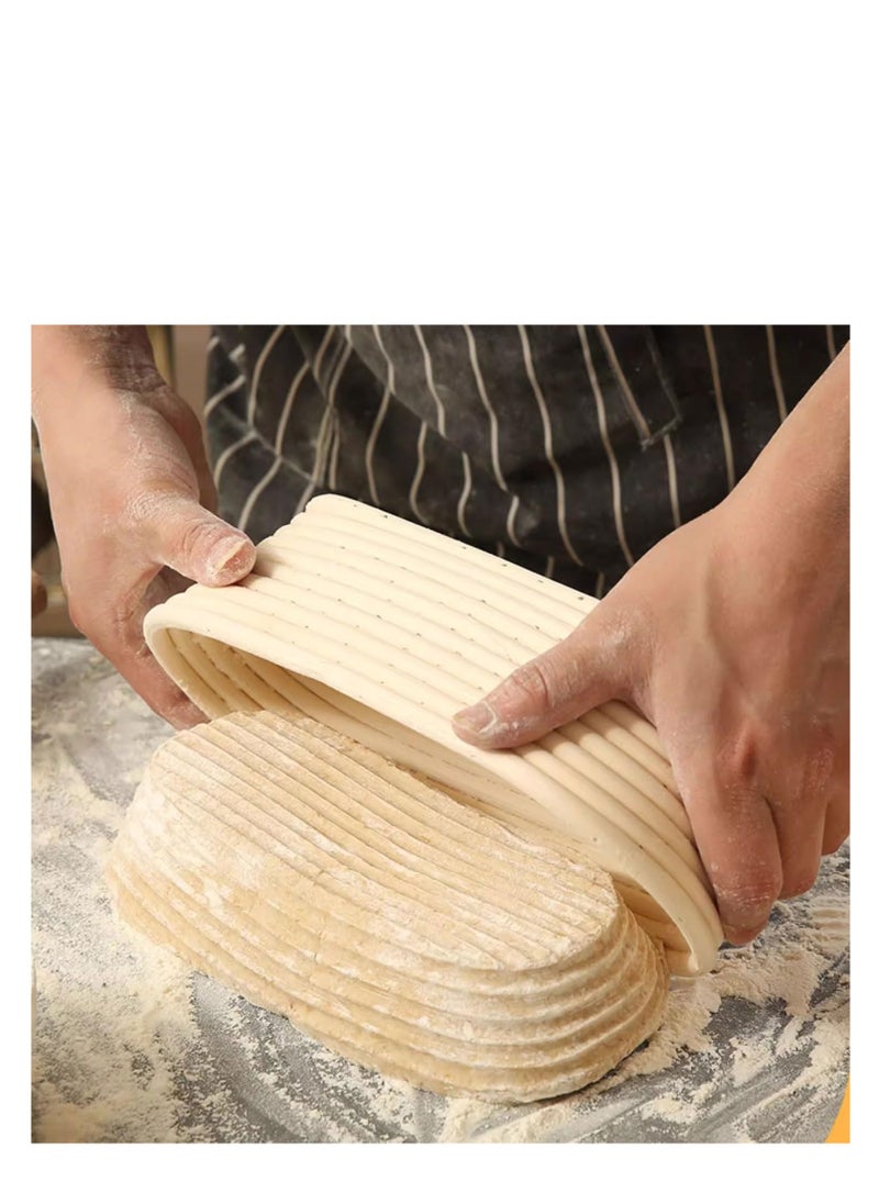 Generic - Banneton, Natural Rattan Bread Proofing Basket with Cloth Cover for Bread Fermentation and Shape, Handmade Brotform with Liner for Professional & Home Bakers, Sourdough Bread Baking Tool (25CM, Oval) - Image 1