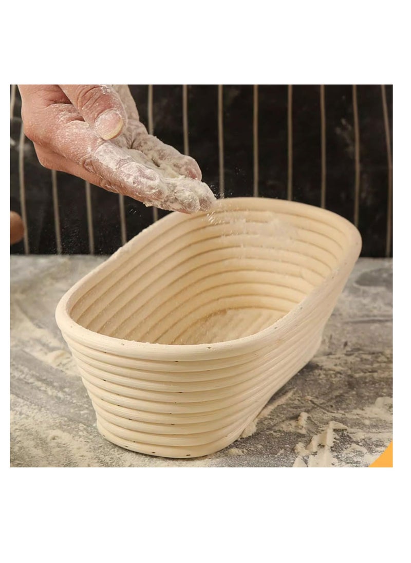 Generic - Banneton, Natural Rattan Bread Proofing Basket with Cloth Cover for Bread Fermentation and Shape, Handmade Brotform with Liner for Professional & Home Bakers, Sourdough Bread Baking Tool (25CM, Oval) - Image 1