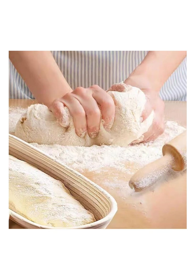 Generic - Banneton, Natural Rattan Bread Proofing Basket with Cloth Cover for Bread Fermentation and Shape, Handmade Brotform with Liner for Professional & Home Bakers, Sourdough Bread Baking Tool (25CM, Oval) - Image 1
