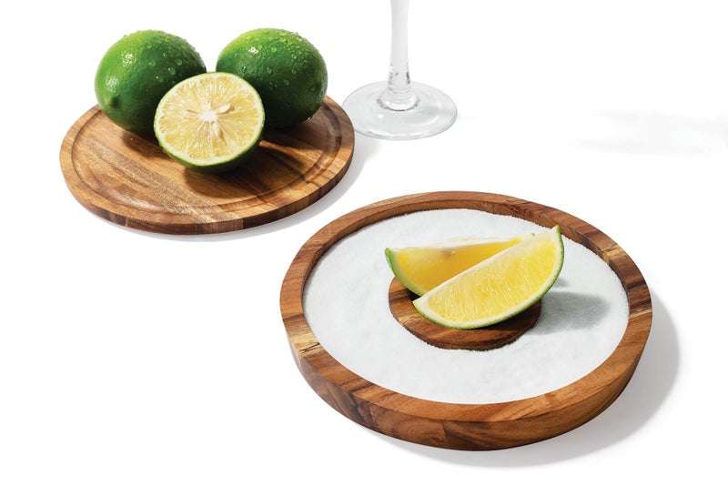 Outset 3in1 Acacia Wood Salt Rimmer Cutting Board and Storage Container 638 x 638 x 106 inches