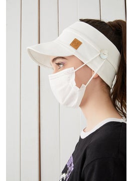 Babygiz White Kids Teenager Mask Wearable Tennis Summer Sports Hat with Vizier Soft Cotton Combed Cotton  - Image 3
