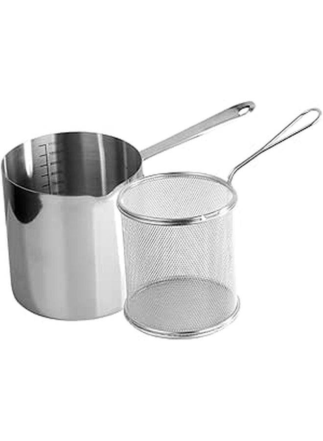 Stainless Steel Deep Fryer Pot With Basket Nonstick Skillet Small Frying Pan Easy To Use - Image 1