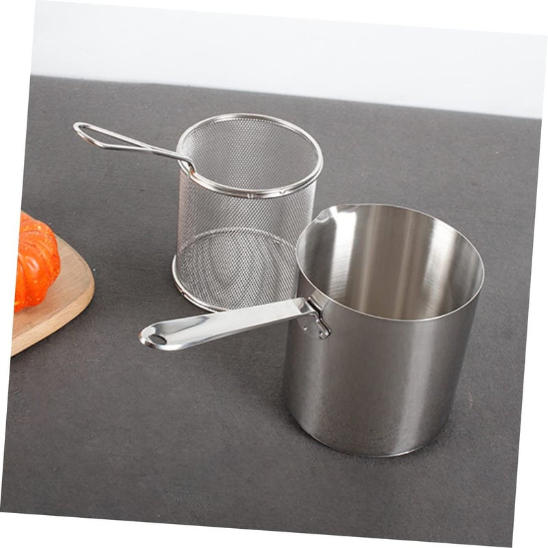 Stainless Steel Deep Fryer Pot With Basket Nonstick Skillet Small Frying Pan Easy To Use - Image 5