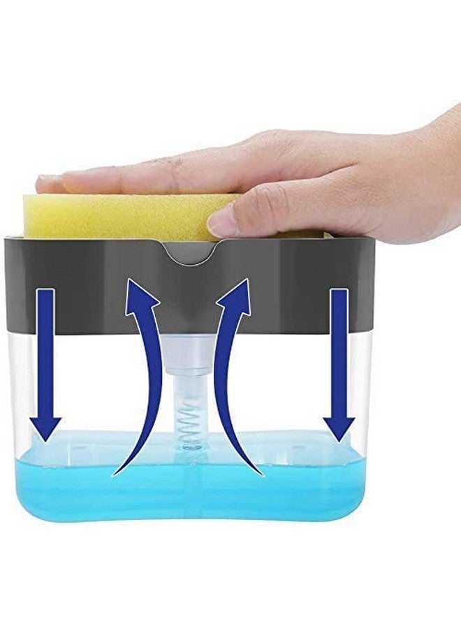 Vasukie 2-in-1 Soap Dispenser for Kitchen and Sponge Holder Dish Soap Dispenser Kitchen Sink dishwashing for Dishwasher Liquid Holder Instant Refill Durable - Image 3