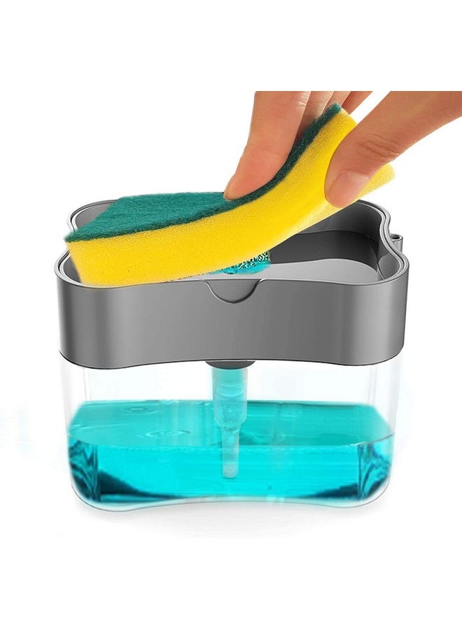 Vasukie 2-in-1 Soap Dispenser for Kitchen and Sponge Holder Dish Soap Dispenser Kitchen Sink dishwashing for Dishwasher Liquid Holder Instant Refill Durable - Image 1