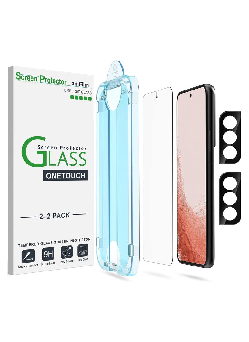 Amfilm - amFilm OneTouch & cam for Samsung Galaxy S22+ Screen Protector Tempered Glass (2+2 Pack) Case Friendly New - transparent - Image 1