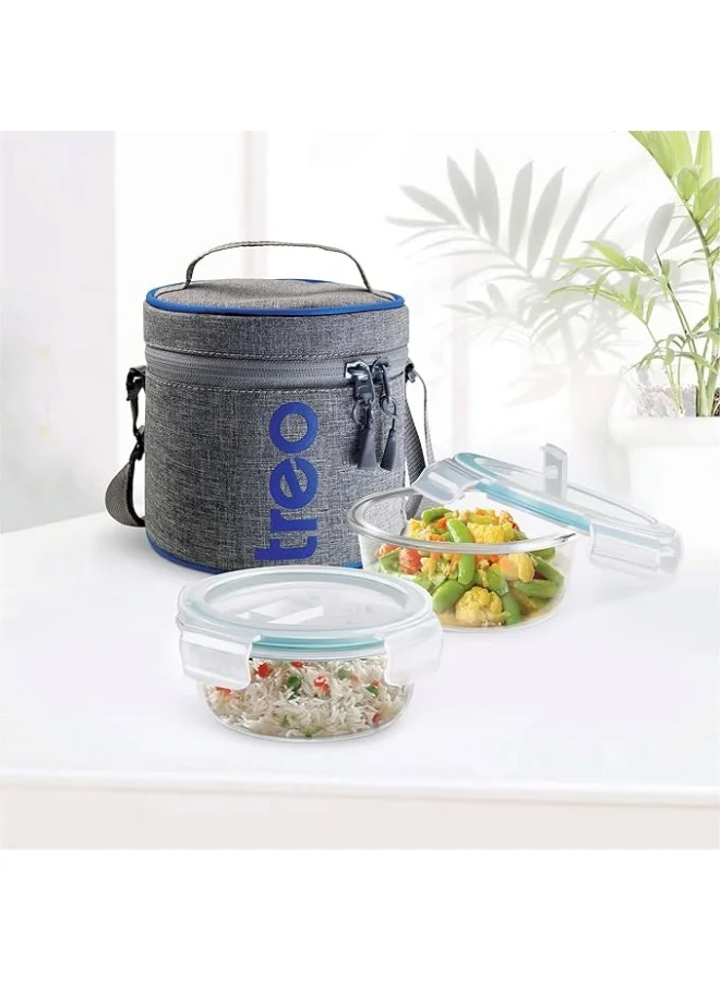 Milton Treo By Milton All Fresh Borosilicate Glass Tiffin, 380 ml, Set of 2, Transparent | Microwave Safe | Leak proof | BPA Lid Free | Temperature Variant | Odour Free | Scratch Resistance | Dishwasher Safe