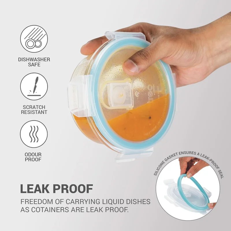 تريو طقم علب غداء زجاجية من تريو باي ميلتون، قطعتان، شفافة، سعة كل علبة 400 مل، مع حقيبة غداء، آمنة للاستخدام في الميكروويف وغسالة الصحون، حاويات مانعة للتسرب، مصنوعة من زجاج البوروسيليكات، مثالية لحفظ الطعام في المكتب