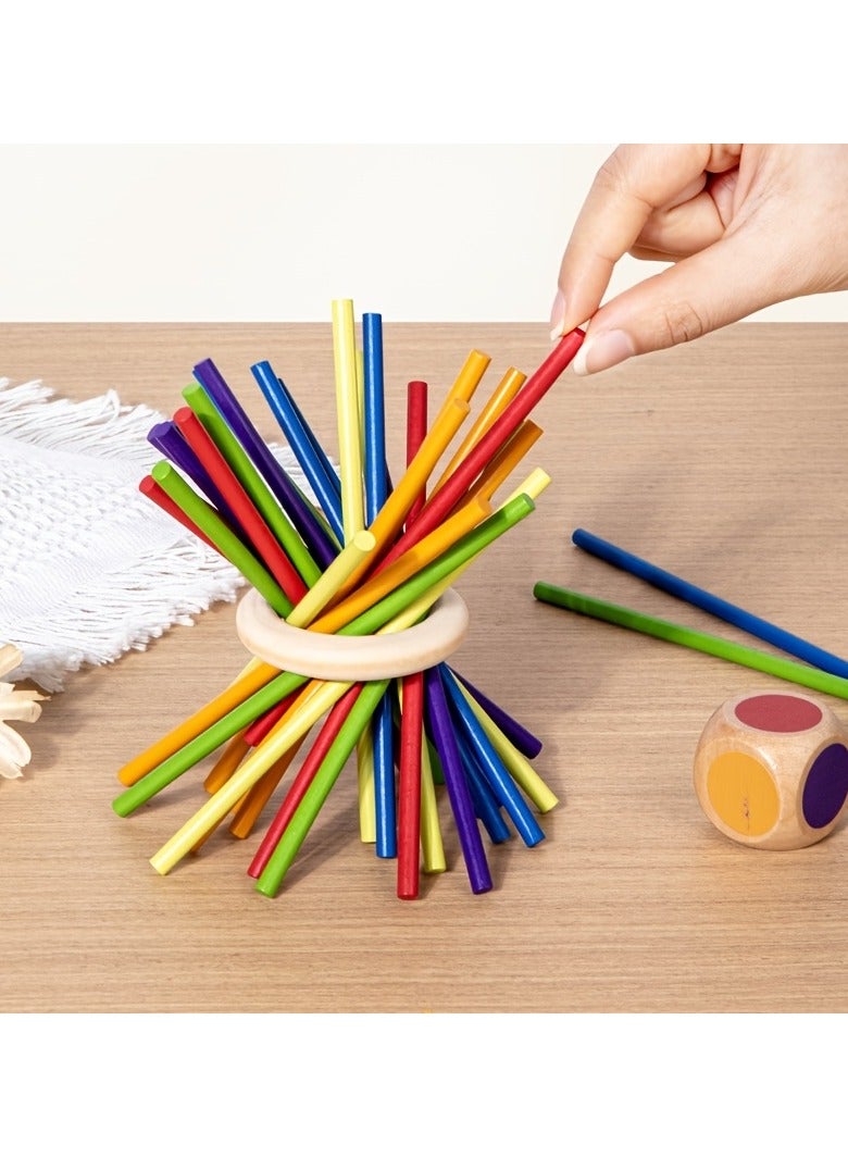 Interactive Wooden Educational Toy for Kids 3-8 - Colorful Cognitive Development Game with Dual-Level Puzzles & Sticks, Focus Training, Perfect Birthday Gift for Boys & Girls  - Image 3