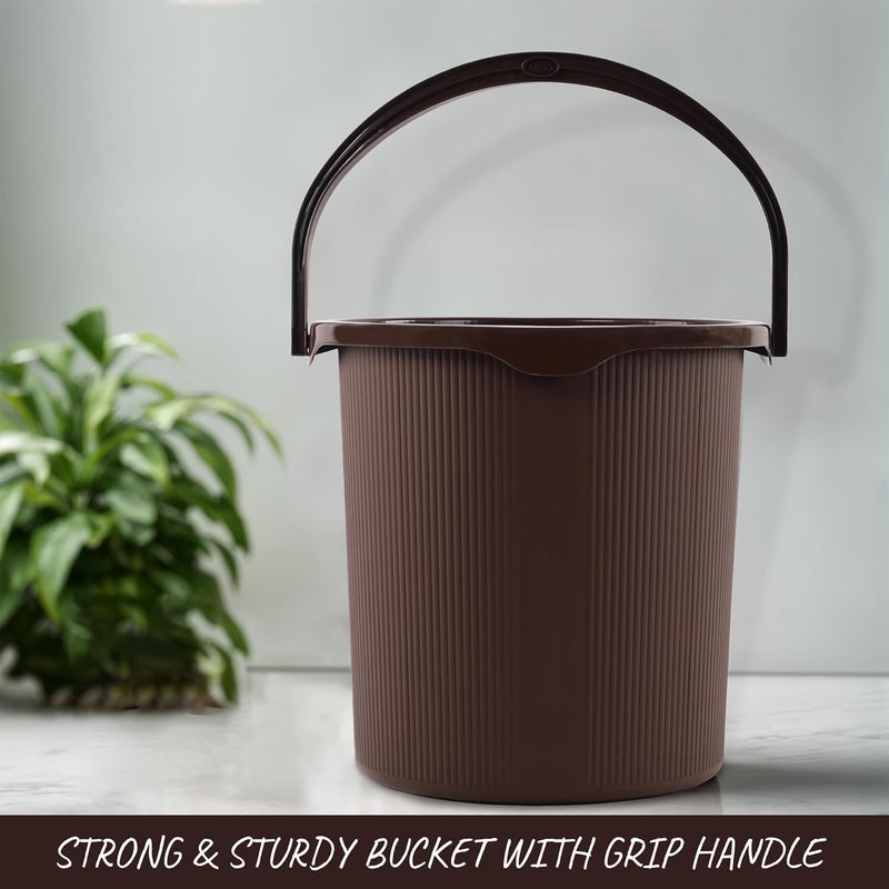 Kuber Industries 25 Ltr Plastic Bucket for Bathroom Sturdy and Easy Grip Handle Big Bucket for Bathing Water Storage Bucket for Home Bathroom Bucket for Shower Magnite 25 Brown - Image 2