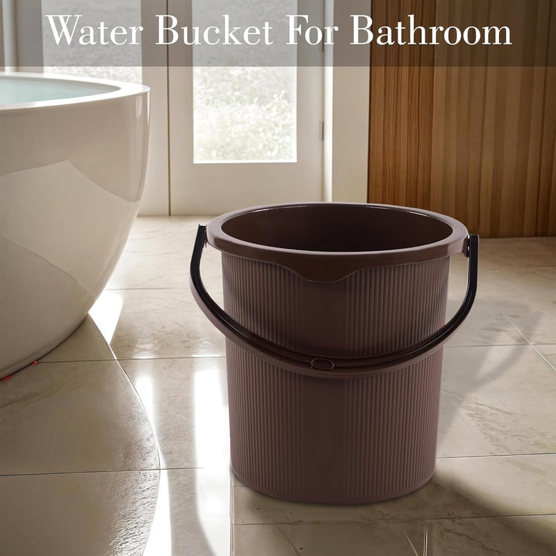 Kuber Industries 25 Ltr Plastic Bucket for Bathroom Sturdy and Easy Grip Handle Big Bucket for Bathing Water Storage Bucket for Home Bathroom Bucket for Shower Magnite 25 Brown - Image 5
