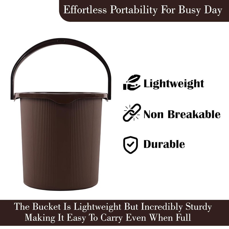 Kuber Industries 25 Ltr Plastic Bucket for Bathroom Sturdy and Easy Grip Handle Big Bucket for Bathing Water Storage Bucket for Home Bathroom Bucket for Shower Magnite 25 Brown - Image 4