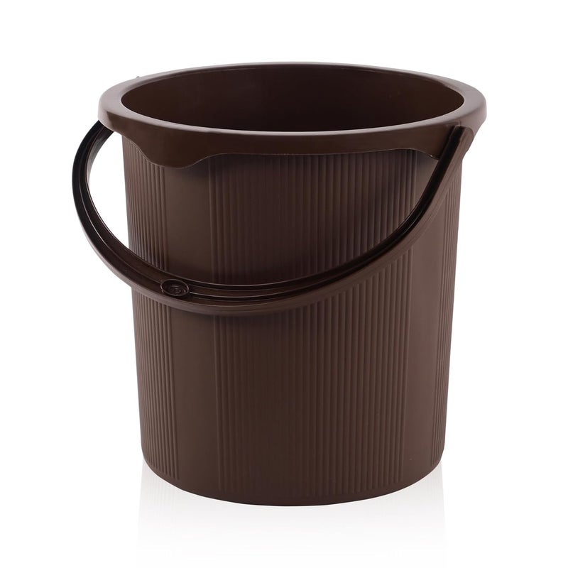 Kuber Industries 25 Ltr Plastic Bucket for Bathroom Sturdy and Easy Grip Handle Big Bucket for Bathing Water Storage Bucket for Home Bathroom Bucket for Shower Magnite 25 Brown - Image 1