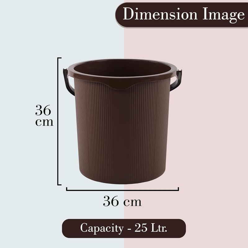 Kuber Industries 25 Ltr Plastic Bucket for Bathroom Sturdy and Easy Grip Handle Big Bucket for Bathing Water Storage Bucket for Home Bathroom Bucket for Shower Magnite 25 Brown - Image 3