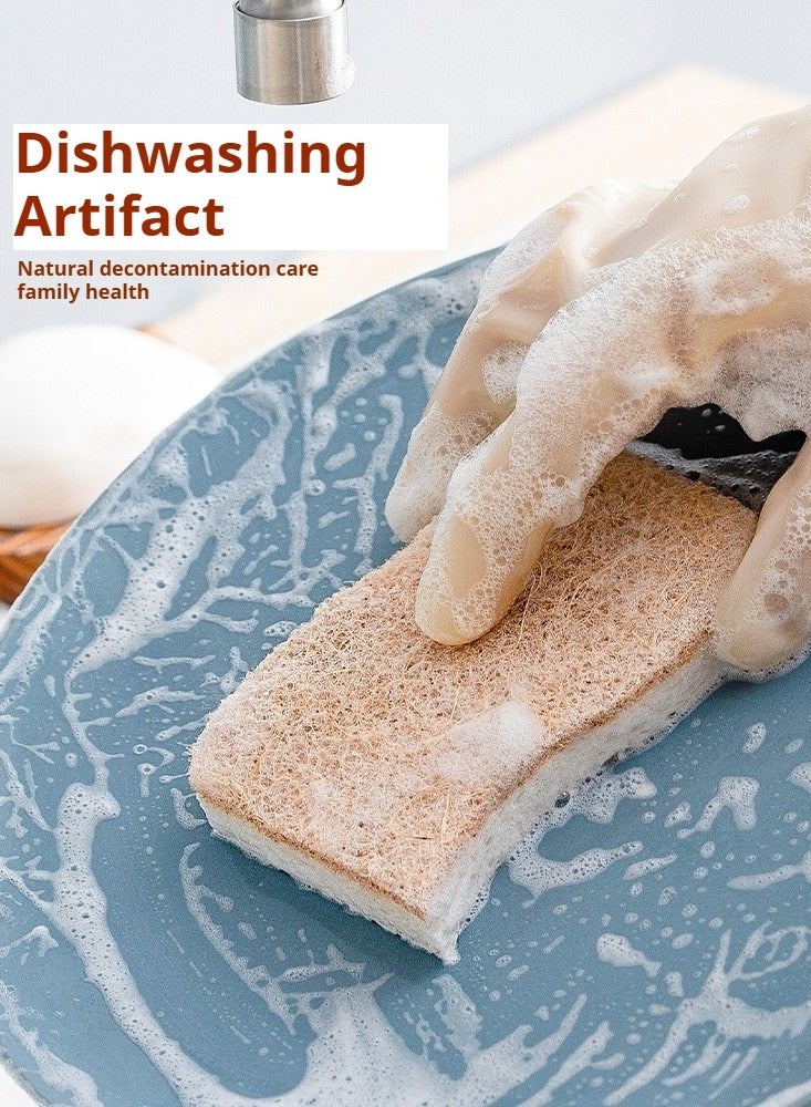 كتلة تنظيف لب خشب السيزال الطبيعي ، وكتلة تنظيف الأواني والوعاء ، تزيل البقع دون خدش الأواني والأوعية - Image 2