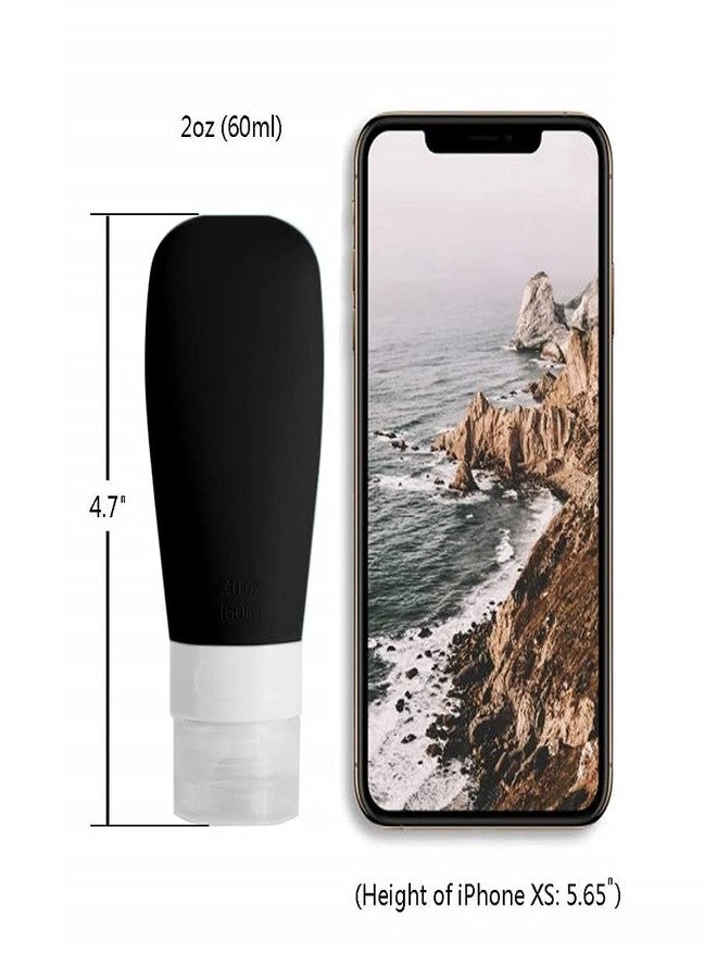 Vonpri Silicone Travel Bottles, Vonpri Leak Proof Squeezable Refillable Travel Accessories Toiletries Containers Travel Size Cosmetic Tube for Shampoo Lotion Soap Liquids, 2oz 4pack black/white, - Image 5