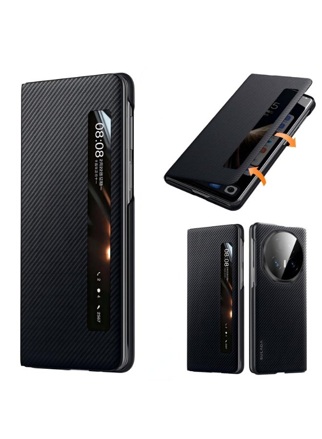 general for Honor Magic V5 Case, 【Compatible with Mag-Safe】, Carbon Fiber Texture PU Leather, Slim Skin-friendly Military-Grade Drop Magnetic Protective Shockproof Phone Cover for Magic V5 5G - Image 1