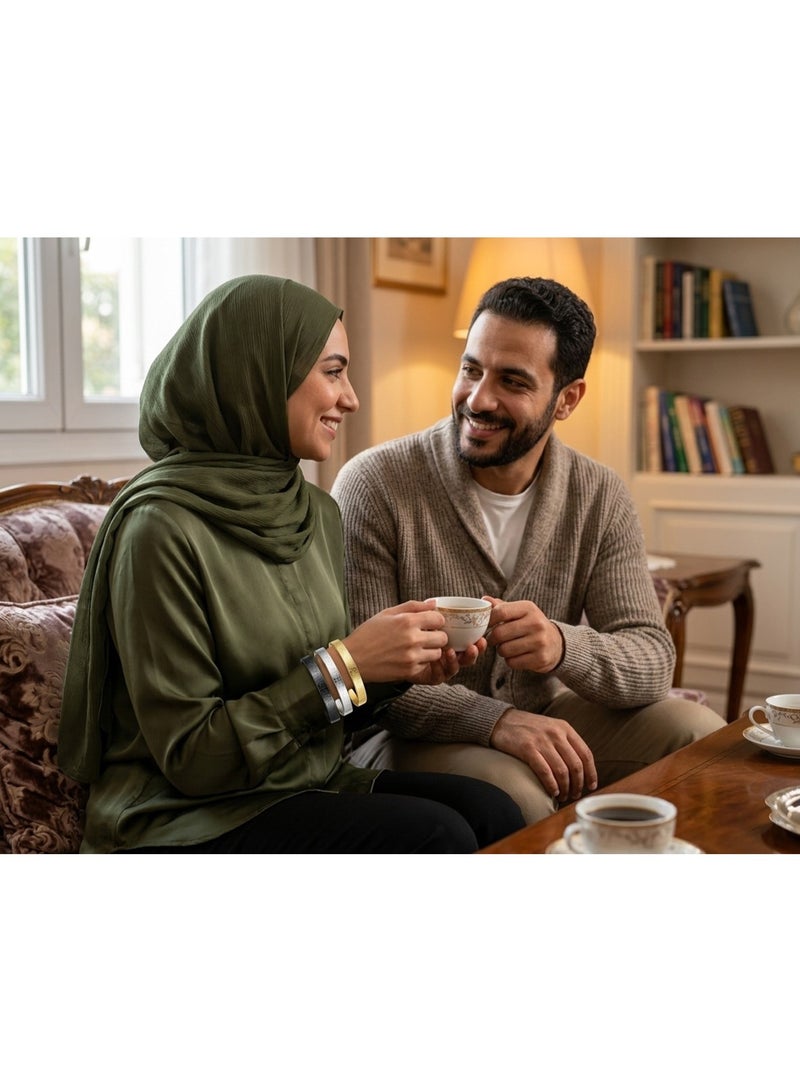 جوليا ستور مجوهرات إسلامية مطلية بالذهب عيار 18 قيراطًا، مصنوعة من الفولاذ المقاوم للصدأ 316L، هدايا مميزة. أساور ذهبية وفضية وسوداء تحمل آية الكرسي، مناسبة للرجال والنساء، هدايا إسلامية لعيد الفطر ورمضان ورأس السنة الجديدة. - Image 4