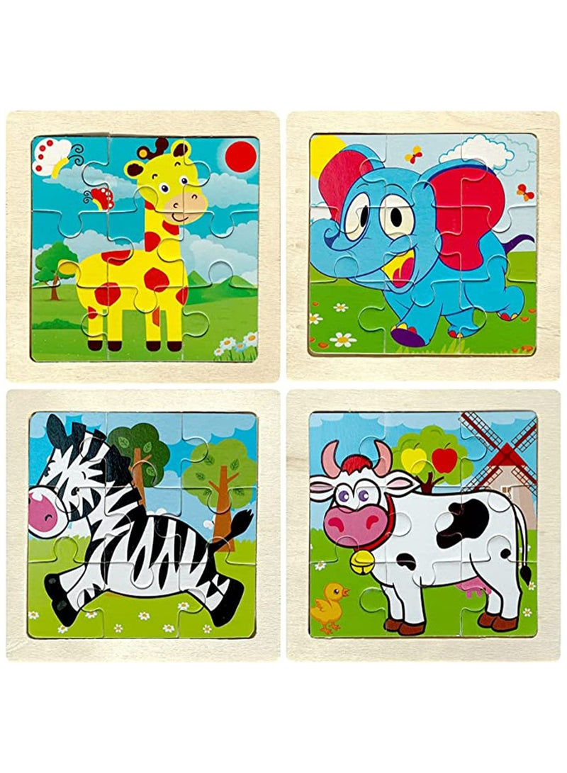 CMGTYYD. ألعاب ألغاز خشبية للأطفال الصغار هدايا ألعاب أطفال، ألغاز خشبية للأطفال الصغار من عمر 1-5 سنوات، 4 عبوات ألغاز بانوراما حيوانات مجموعة ألعاب تعليمية ما قبل المدرسة هدايا الأولاد والبنات - Image 2