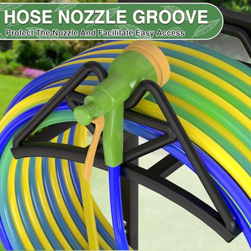 Qatsrin New Garden Hose Holder, Heavy Duty Freestanding Water Hose Holder Stand Holds 160-feet Hose, Detachable Hose Storage Reels Hanger Rack for Outside Yard Lawn Farm - Image 4