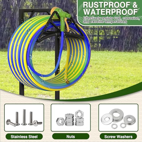 Qatsrin New Garden Hose Holder, Heavy Duty Freestanding Water Hose Holder Stand Holds 160-feet Hose, Detachable Hose Storage Reels Hanger Rack for Outside Yard Lawn Farm - Image 5
