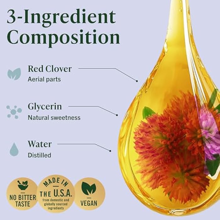 HERBAMAMA Red Clover Supplement for Menopause Support* - Liquid Red Clover Herb with Isoflavones for Hormone Balance for Women - Lymphatic Drainage Drops - Vegan, Non-GMO, 42-Day Supply - Image 4
