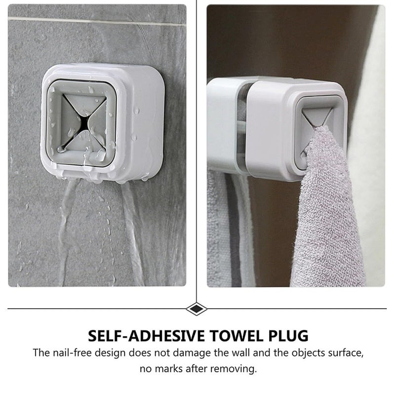 Self Adhesive Wall Towel Rack 3pcs Set Punch Free Gray Non Drill Bathroom Kitchen - Image 4