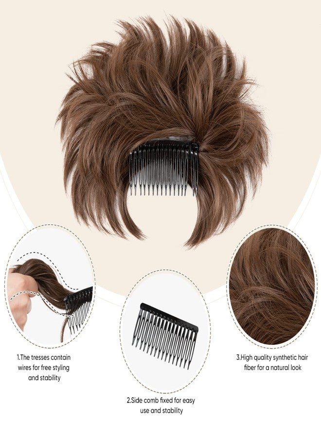 YOUNGWAYS Messy Bun Hair Piece Side Comb Clip in Bun Hairpiece for Women Short Natural Straight Versatile Adjustable Styles Easy Hair pieces （Dark Chocolate-S) - Image 3