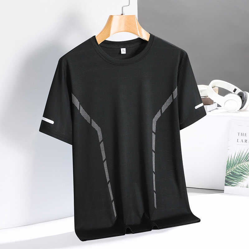Short-sleeved T-shirt Men''s Summer Thin Ice Silk Breathable Mesh Sports Fitness Running Quick-drying Top 8903-P15 - Image 2