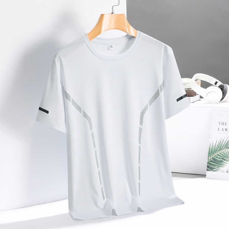 Short-sleeved T-shirt Men''s Summer Thin Ice Silk Breathable Mesh Sports Fitness Running Quick-drying Top 8903-P15 - Image 4