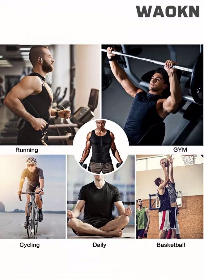 WAOKN Waist Training Vest Belt Vest Trimmer, Slimming Body Shaper, Men's Weight Loss Shaping Sauna Suit,Sports Body Shaper Men Waist Trainer Sauna Vest Fitness Corset Abdomen Slimming Body Shaper Belly Reducing Shapewear Shirt Trimmer Belt - Image 3