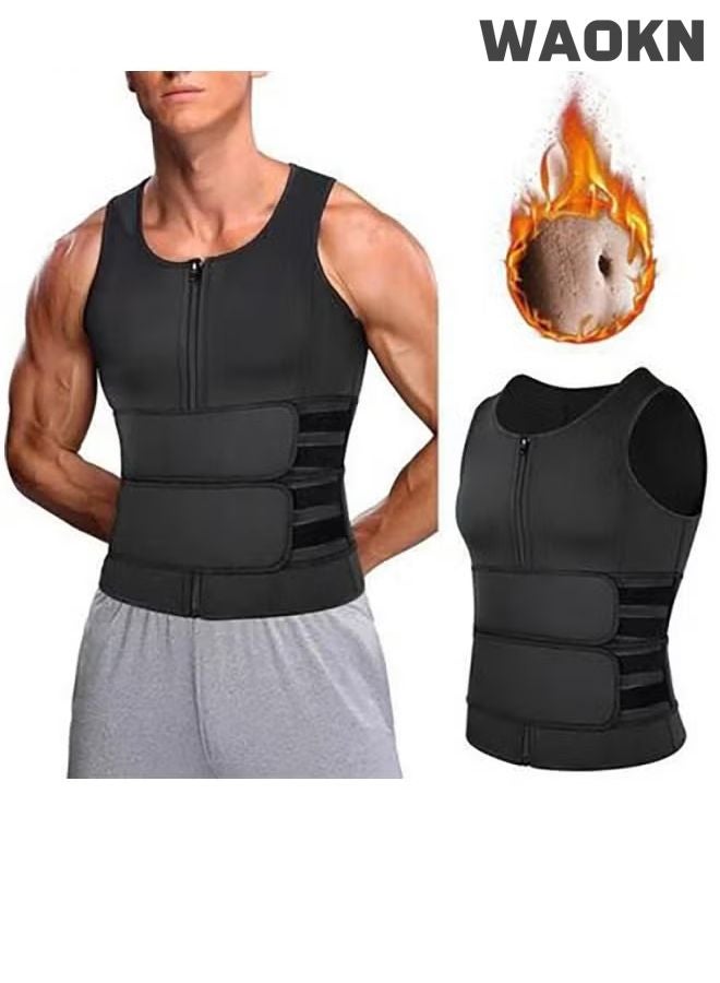 WAOKN Waist Training Vest Belt Vest Trimmer, Slimming Body Shaper, Men's Weight Loss Shaping Sauna Suit,Sports Body Shaper Men Waist Trainer Sauna Vest Fitness Corset Abdomen Slimming Body Shaper Belly Reducing Shapewear Shirt Trimmer Belt - Image 4