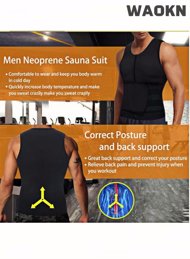 WAOKN Waist Training Vest Belt Vest Trimmer, Slimming Body Shaper, Men's Weight Loss Shaping Sauna Suit,Sports Body Shaper Men Waist Trainer Sauna Vest Fitness Corset Abdomen Slimming Body Shaper Belly Reducing Shapewear Shirt Trimmer Belt - Image 5