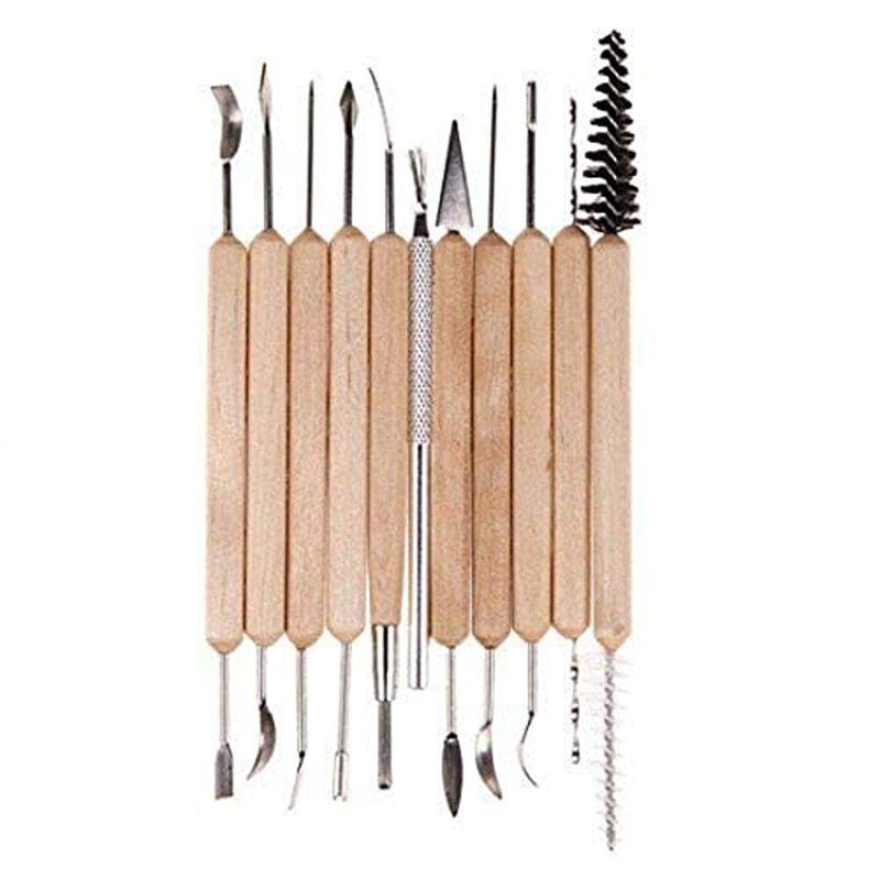 DIY Crafts Diy Crafts CTDIYHI27331 11x Pottery Clay Sculpture Carving Tool Set for Paint Sculpture 1 Pack of 11 Multicolor  - Image 4