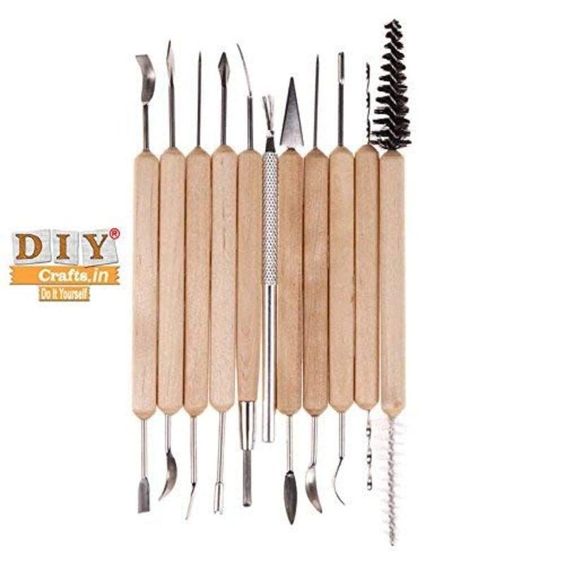 DIY Crafts Diy Crafts CTDIYHI27331 11x Pottery Clay Sculpture Carving Tool Set for Paint Sculpture 1 Pack of 11 Multicolor  - Image 2
